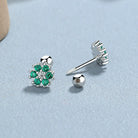 925 Sterling Silver Zircon Flower Screw Back Stud Earrings-Bijou Crush