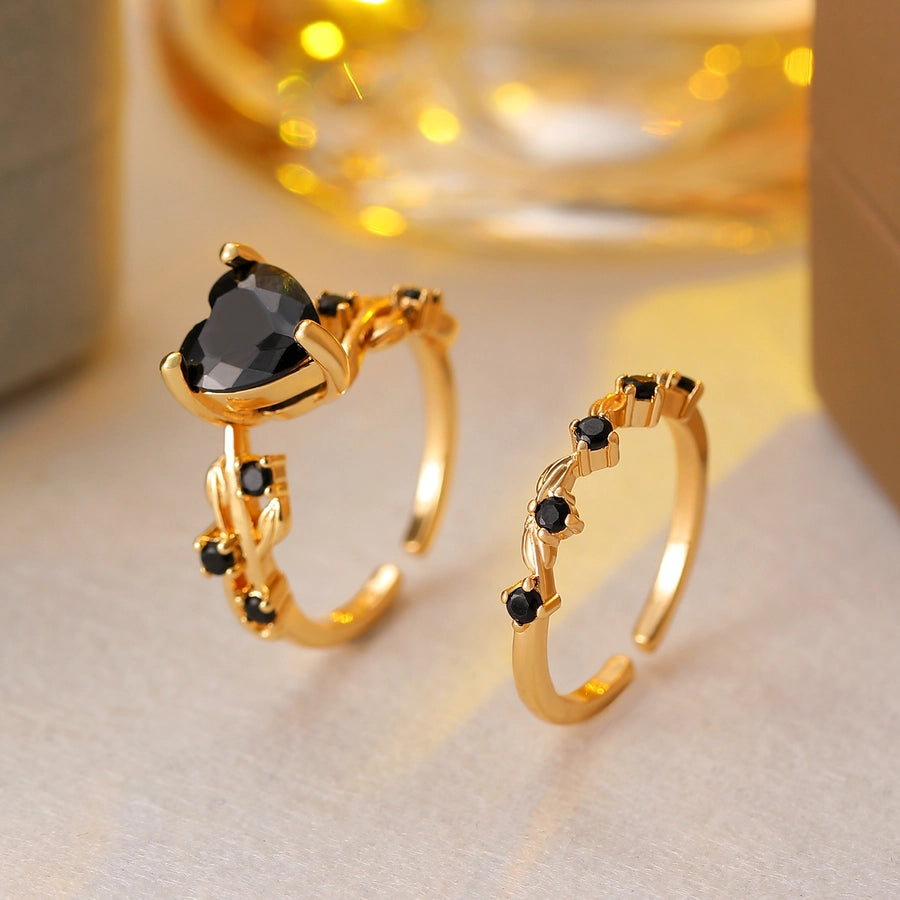 Vintage Heart Zircon Open Ring-Bijou Crush