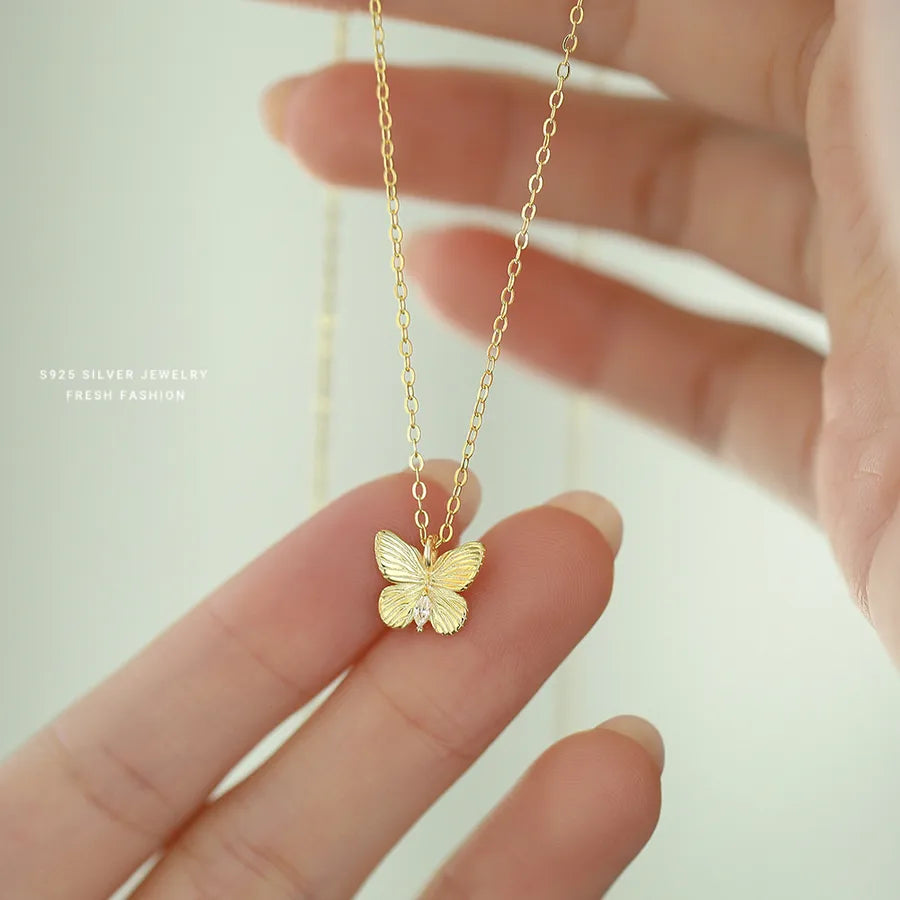 925 Sterling Silver Zircon Butterfly Pendant Necklace-Bijou Crush