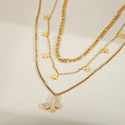 French Vibes: Heart, Flower, and Butterfly Layers – Gold-Plated Stainless Steel Necklaces-Bijou Crush