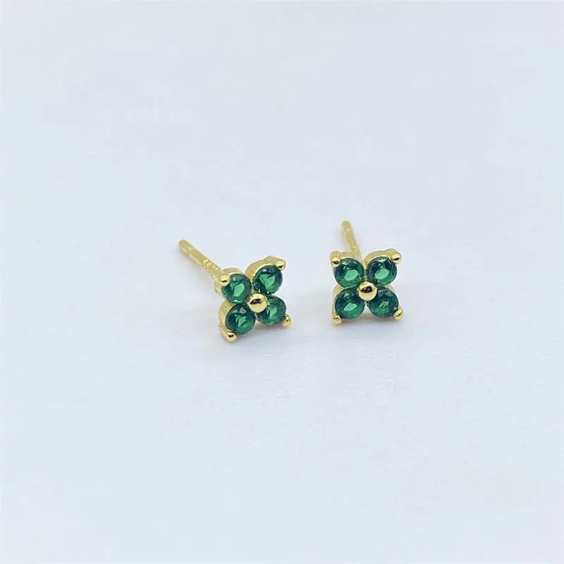 925 Sterling Silver Artificial Diamond Flower Stud Earrings-Bijou Crush