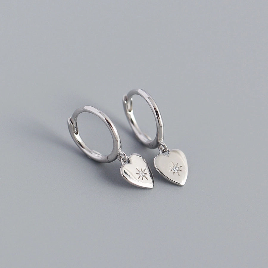 Sterling Silver Gem Heart Earrings-Bijou Crush