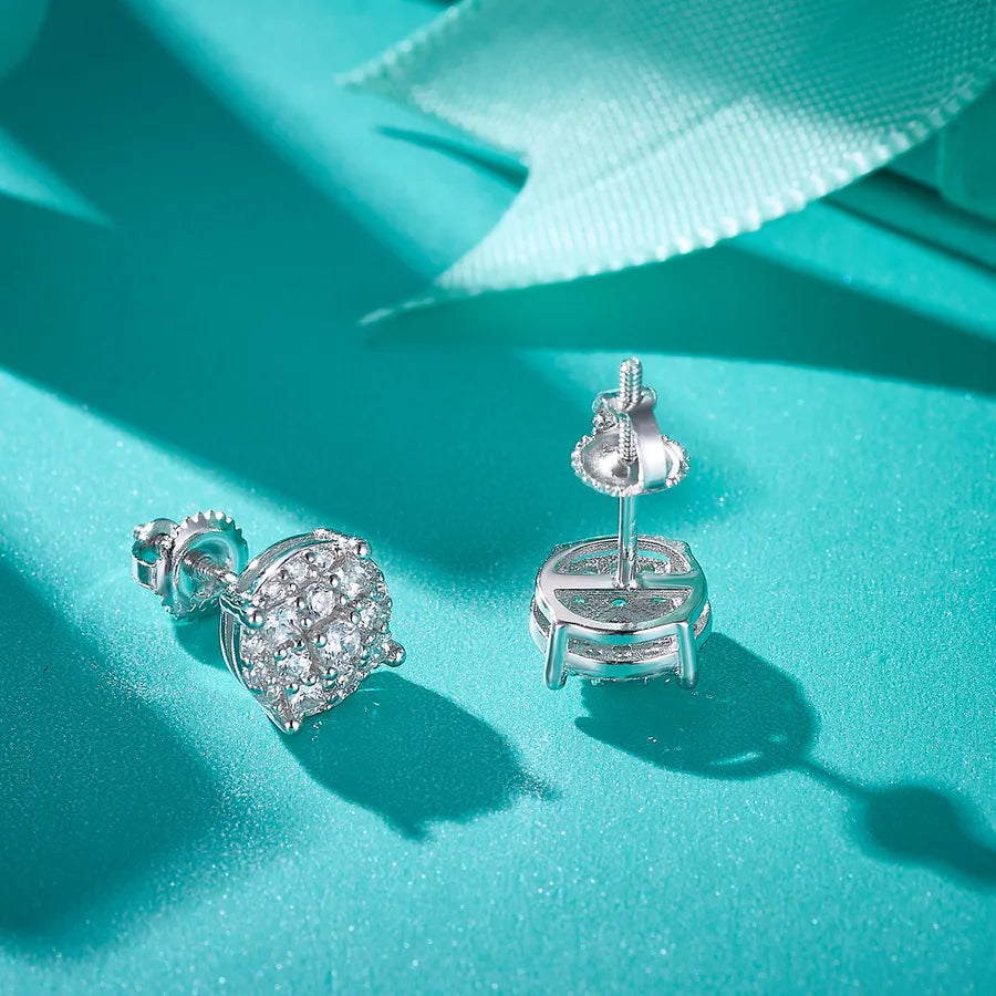 0.44 Carat Rhodium Plated 925 Sterling Silver Moissanite Ear Studs-Bijou Crush