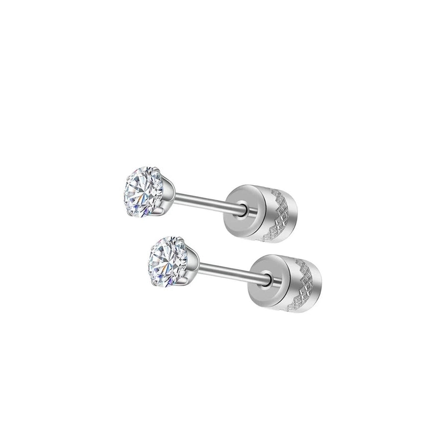 Round Inlay 304 Stainless Steel Zircon 18K Gold-Plated Earrings – Timeless Elegance-Bijou Crush