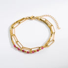 Fashion Eye Stainless Steel Natural Stone Plating 18K Gold Plated Bracelet-Bijou Crush
