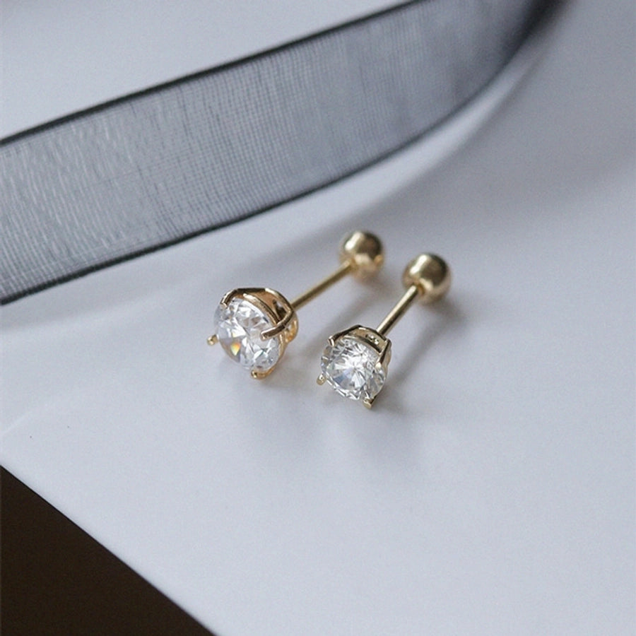 Shine Bright 925 Sterling Silver Zircon Geometric Ear Studs-Bijou Crush