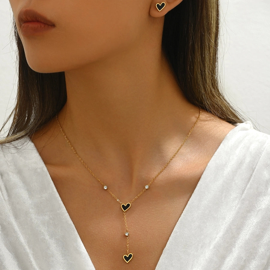 Classic Heart Shape Shell Earrings & Necklace Set-Bijou Crush