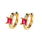 Geo Spark Earrings – Trendy Copper with Zircon & Lab-Created Gemstone Shine-Bijou Crush