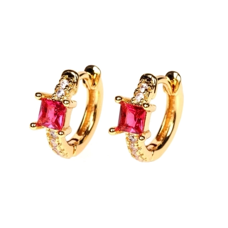 Geo Spark Earrings – Trendy Copper with Zircon & Lab-Created Gemstone Shine-Bijou Crush
