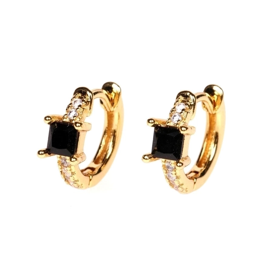 Geo Spark Earrings – Trendy Copper with Zircon & Lab-Created Gemstone Shine-Bijou Crush