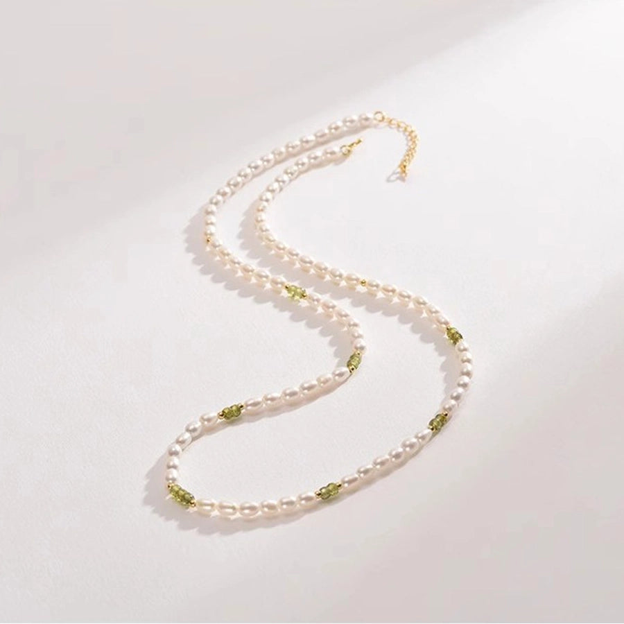 Elegant Geometric Necklace with Freshwater Pearls & Mother of Pearl Shell-Bijou Crush