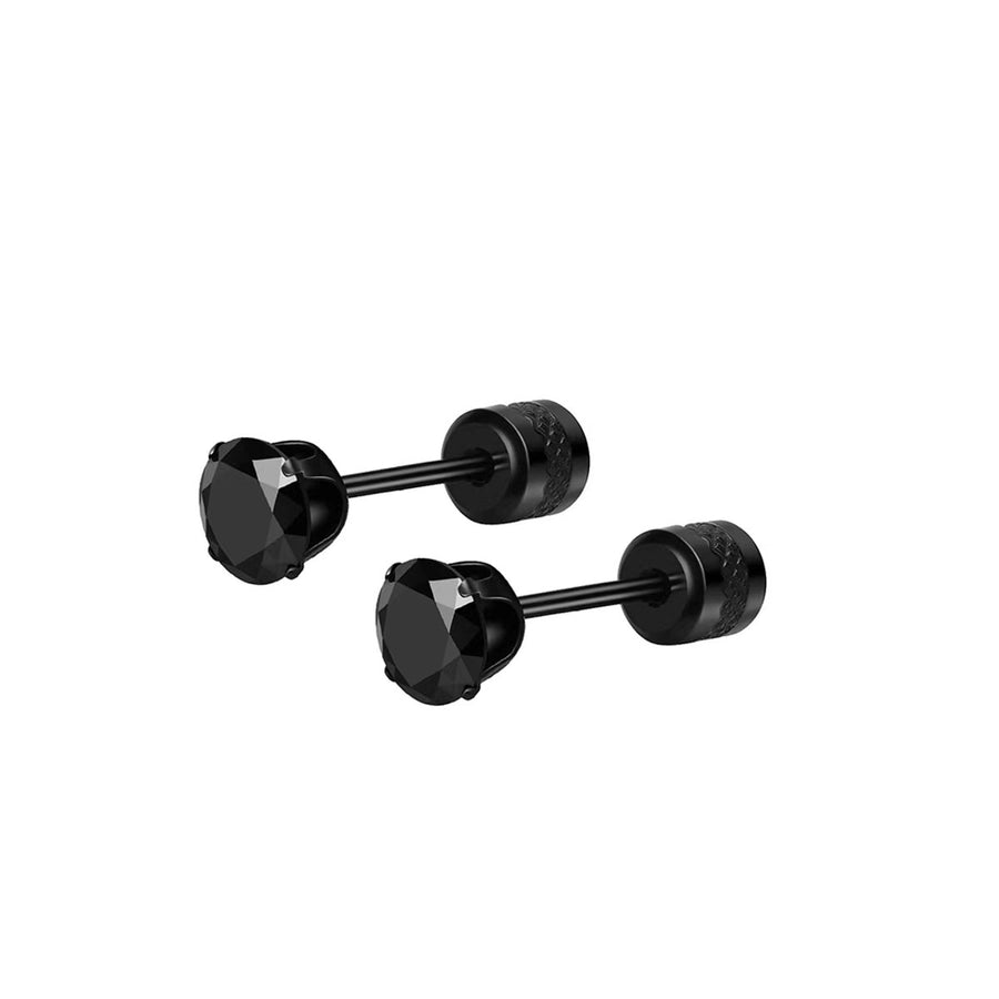 Round Inlay 304 Stainless Steel Zircon 18K Gold-Plated Earrings – Timeless Elegance-Bijou Crush