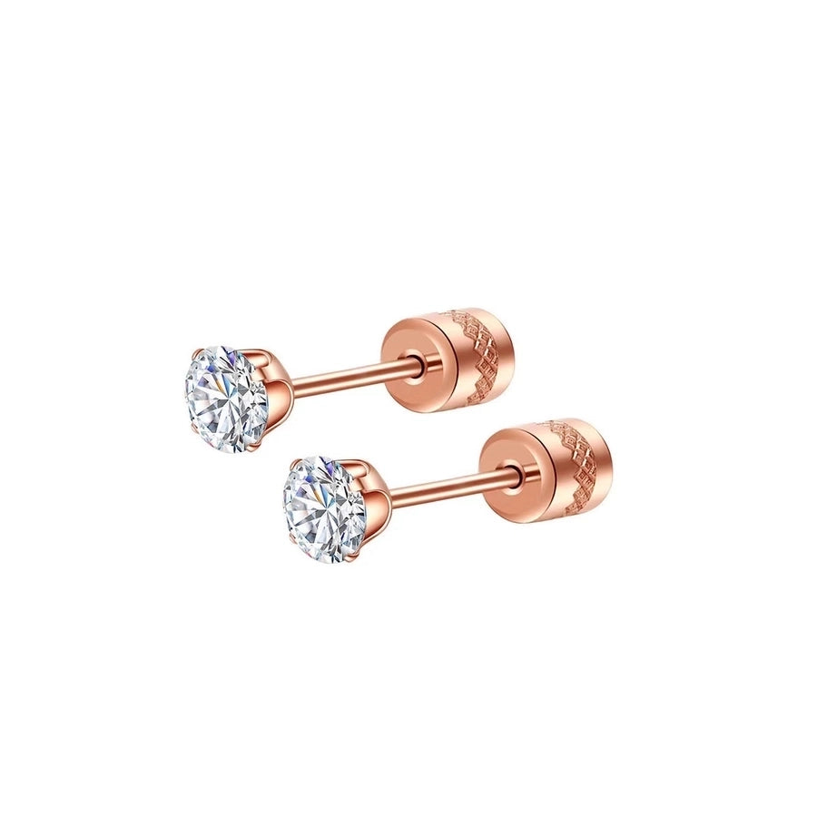 Round Inlay 304 Stainless Steel Zircon 18K Gold-Plated Earrings – Timeless Elegance-Bijou Crush