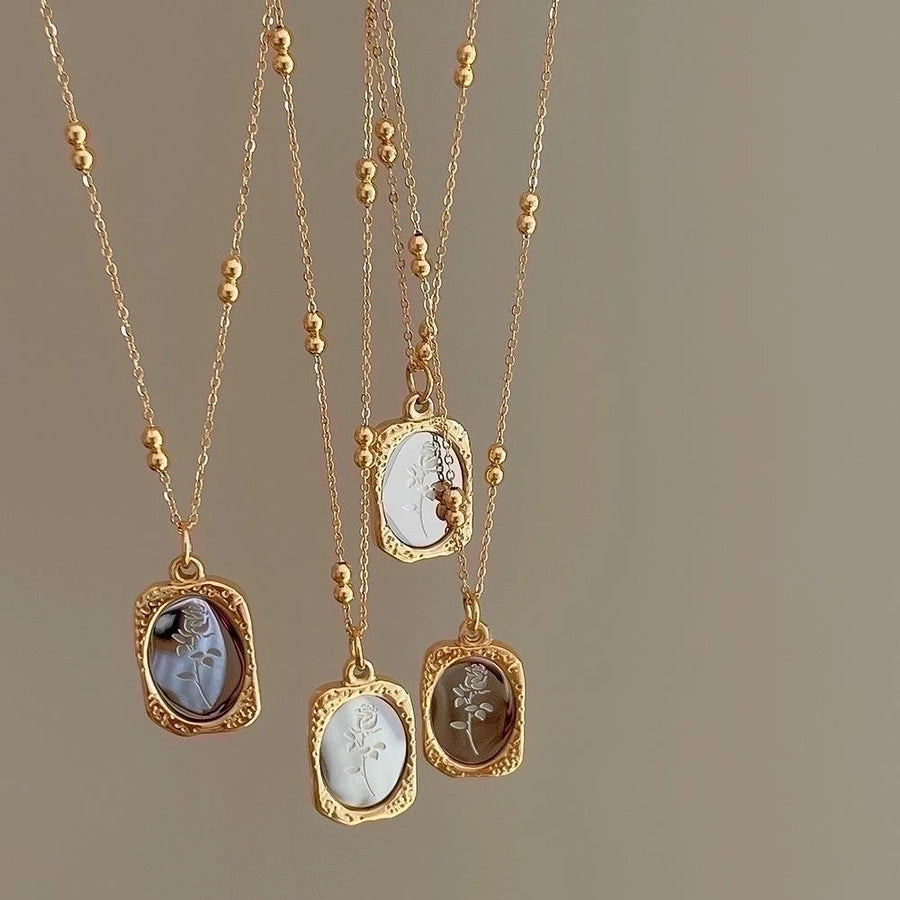 Vintage Style Rose Flower Stainless Steel Titanium Steel PlatingVintage Rose Flower Pendant Necklace - Stainless & Titanium SteelPendant Necklace-Bijou Crush