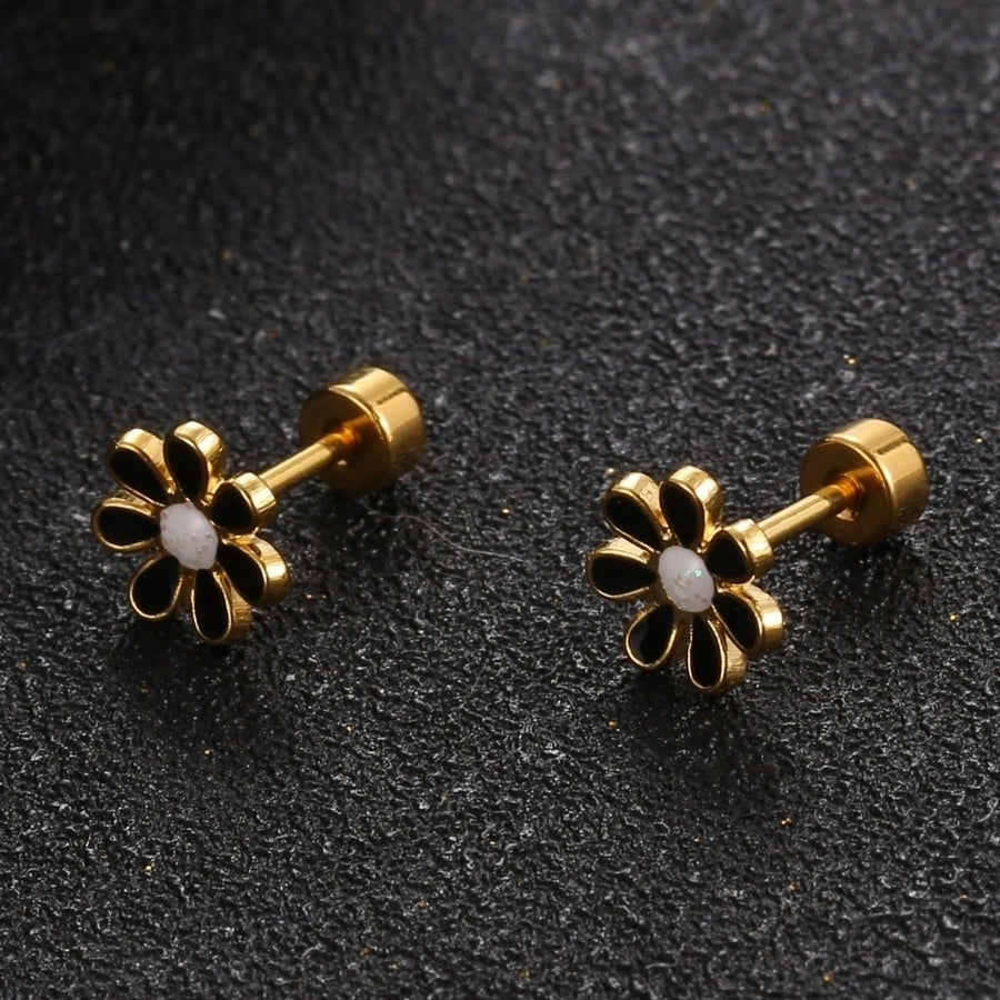 Simple Style Flower 304 Stainless Steel No Inlaid Earrings Ear Studs-Bijou Crush