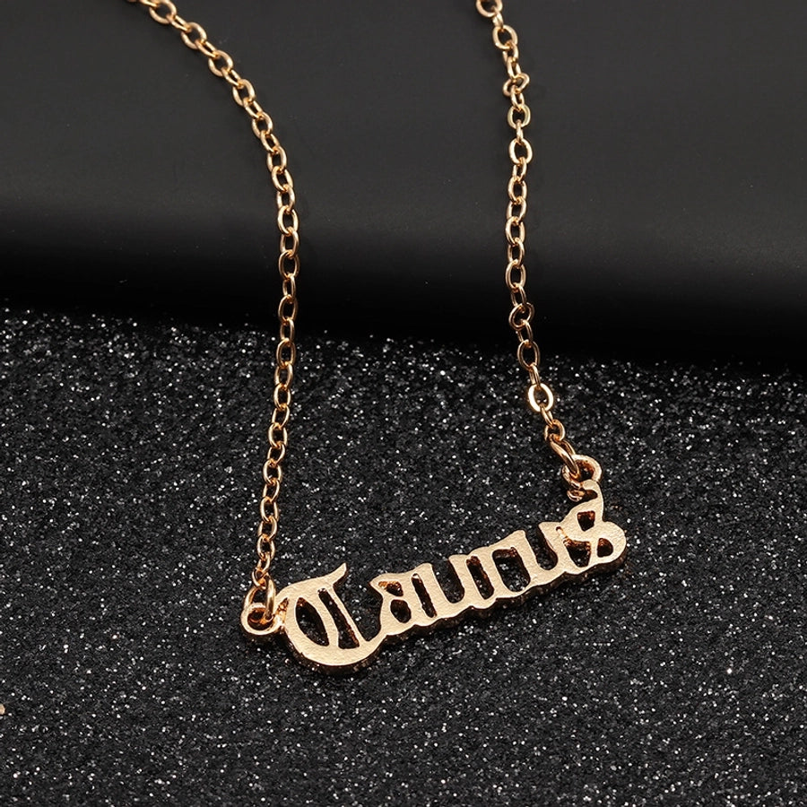 Fashion Letter Alloy Zodiac Sign Pendant Necklaces-Bijou Crush