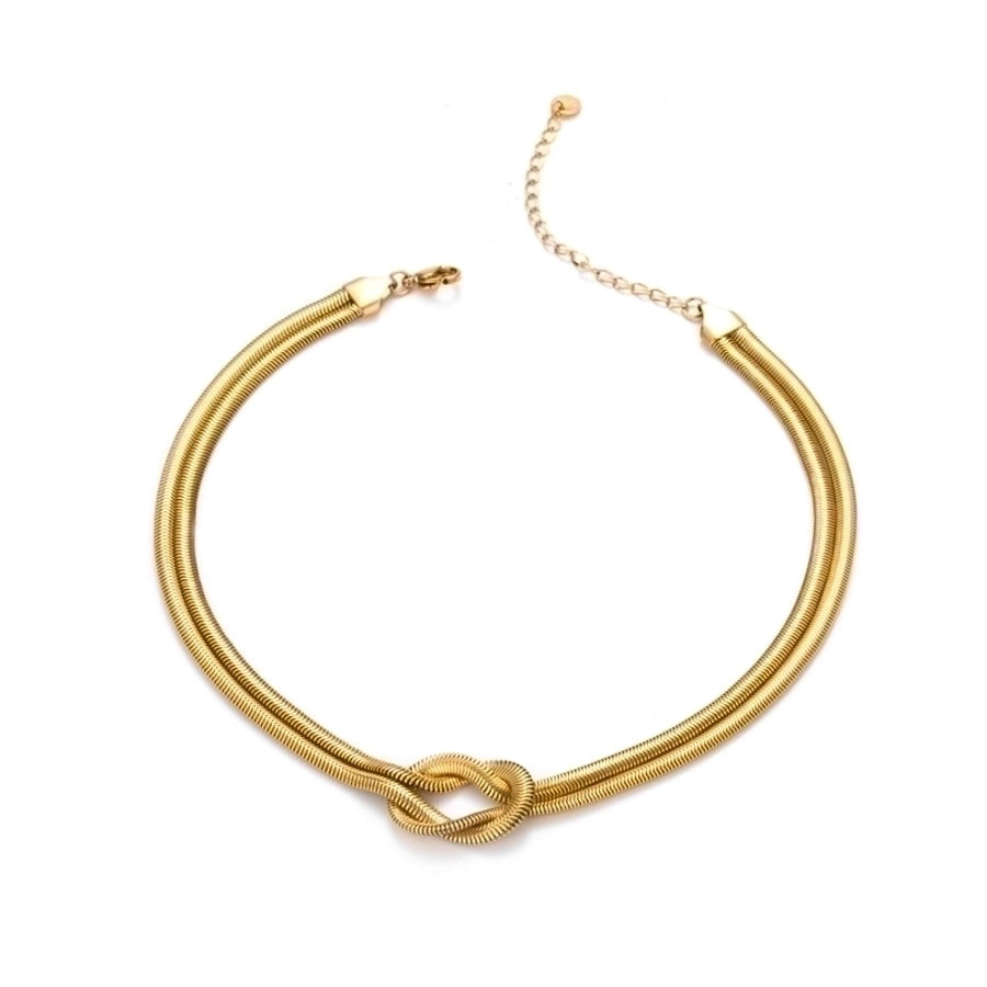 Minimalist Knot Bracelet & Necklace Set - 18K Gold-Plated Stainless Steel-Bijou Crush