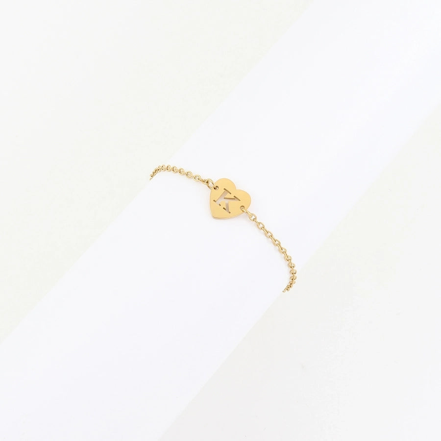 Elegant Letter & Heart Bracelet – Timeless 201/304 Stainless Steel Cable Chain Charm-Bijou Crush