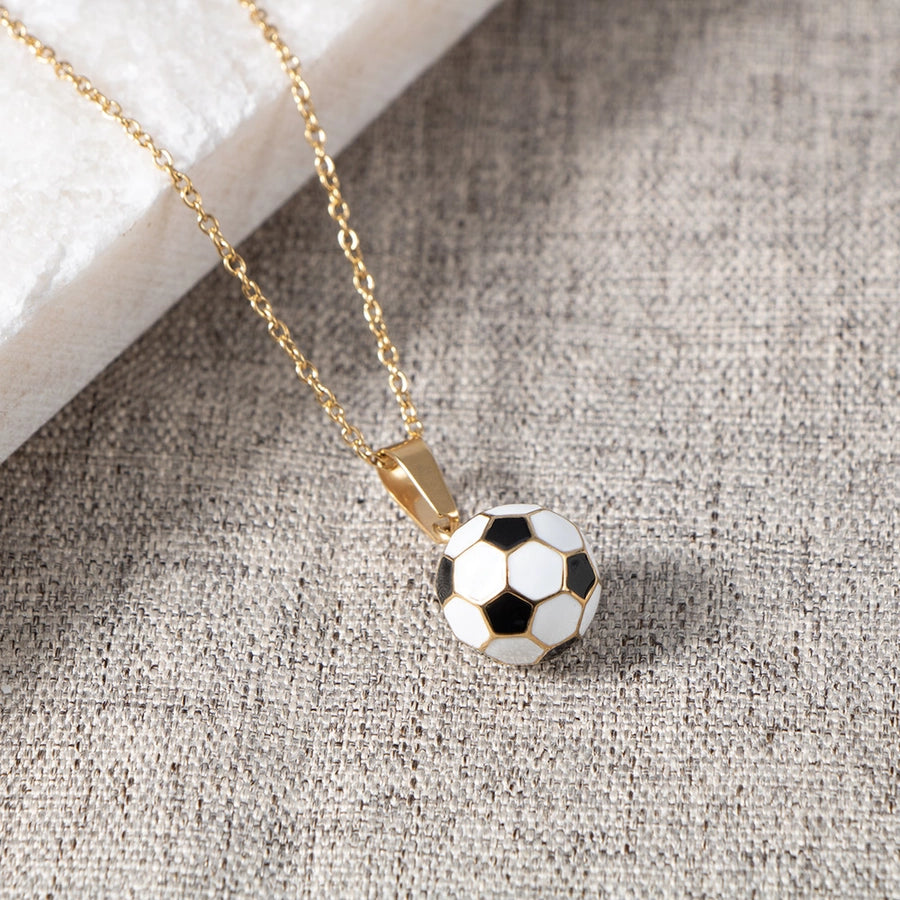 Simple Style Football 304 Stainless Steel Epoxy 18K Gold Plated Pendant Necklace-Bijou Crush