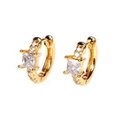 Geo Spark Earrings – Trendy Copper with Zircon & Lab-Created Gemstone Shine-Bijou Crush