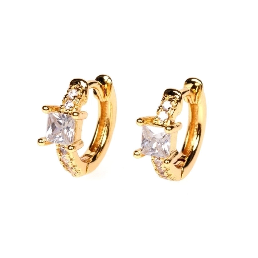 Geo Spark Earrings – Trendy Copper with Zircon & Lab-Created Gemstone Shine-Bijou Crush