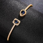 Trendy Square Zircon Bangle – Water Droplet Charm in Gold-Plated Copper-Bijou Crush