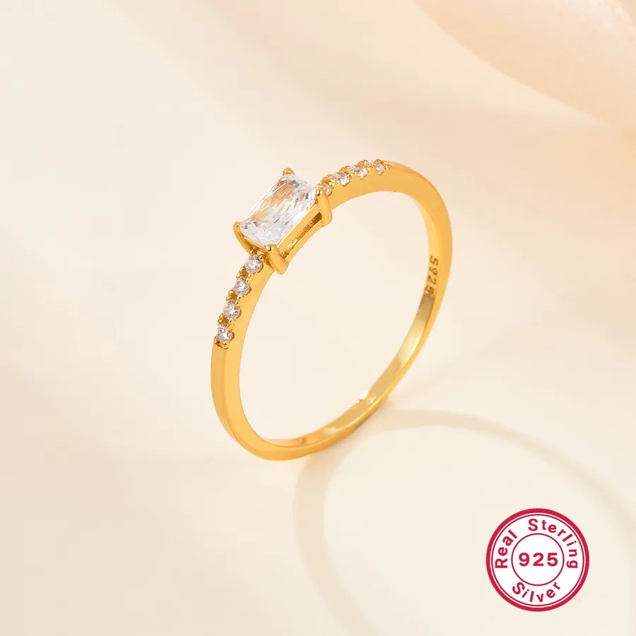 White Gold & Gold Plated 925 Sterling Silver Geometric Ring-Bijou Crush