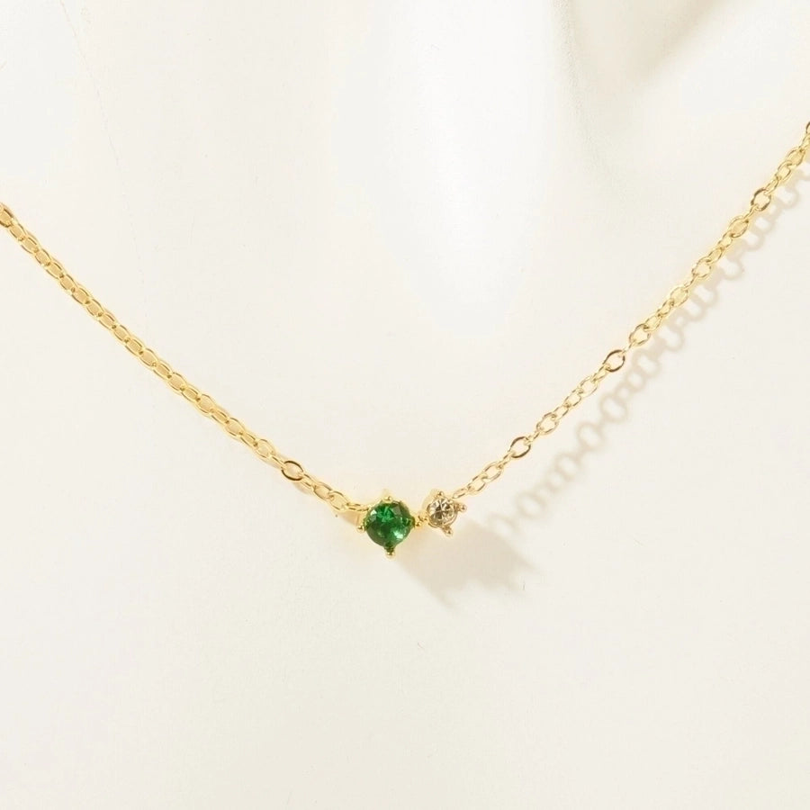 Retro Vibes Pendant Necklace - 18K Gold-Plated Stainless Steel with Sparkly Zircon-Bijou Crush