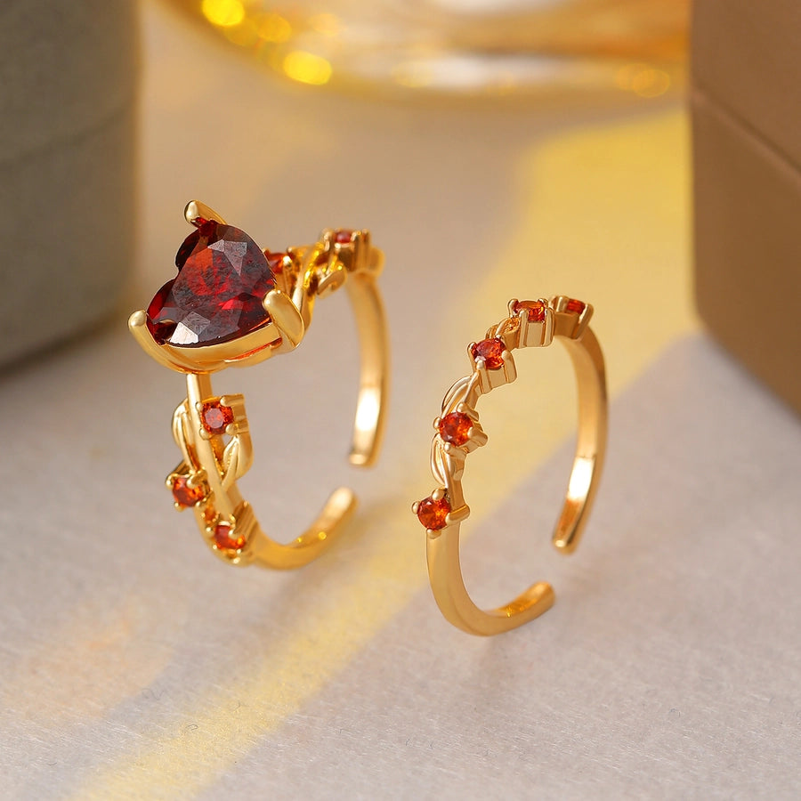Vintage Heart Zircon Open Ring-Bijou Crush