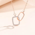 925 Sterling Silver Intertwined Square Pendant Necklace – Shimmering Rhinestone Elegance-Bijou Crush