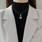 Luxurious Classic Style Artistic Water Droplets Necklace & Earrings – Titanium Steel with Copper Inlay, Artificial Pearls & Zircon-Bijou Crush