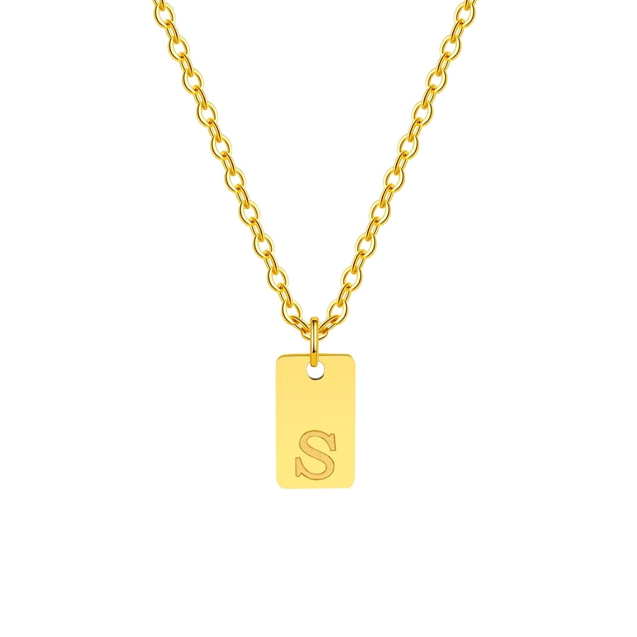 304 Stainless Steel 18K Gold Plated IG Style Letter Pendant Necklace-Bijou Crush