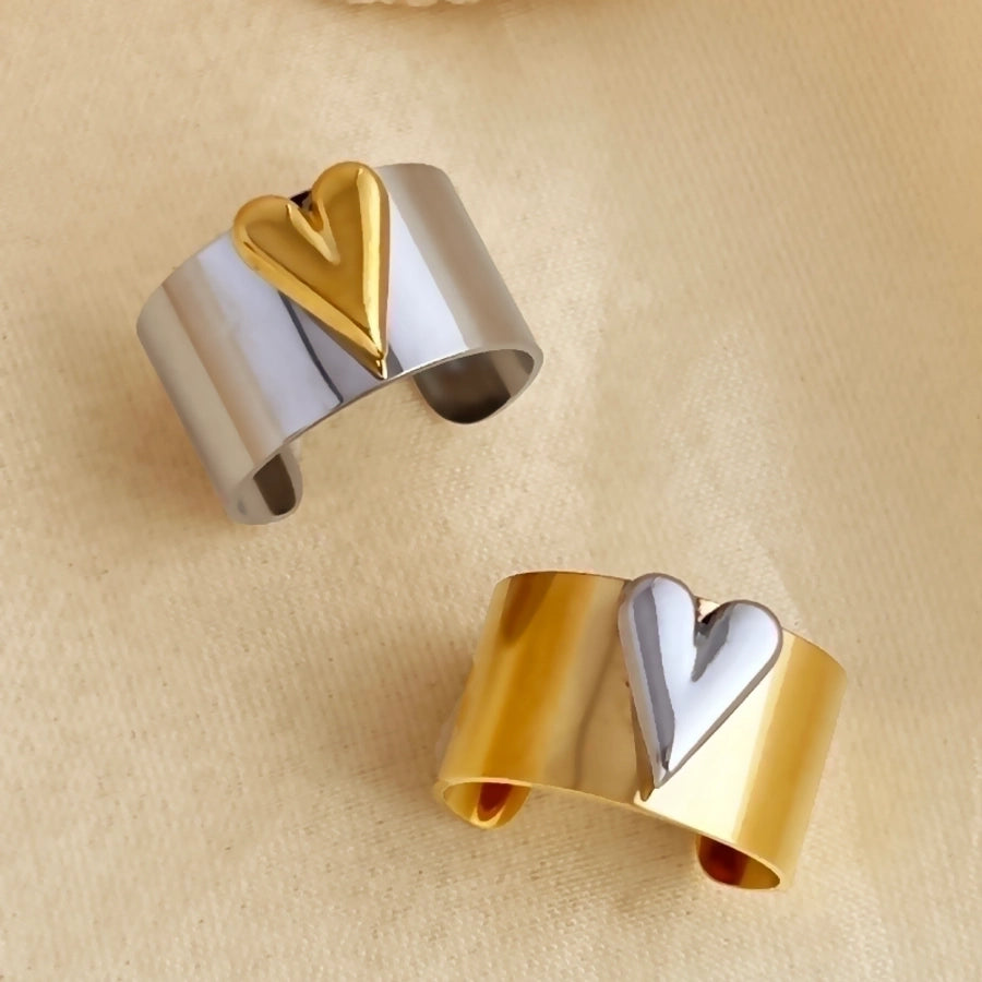 Classy Stainless Steel 18K Gold Plated Metallic Heart Shape Rings-Bijou Crush