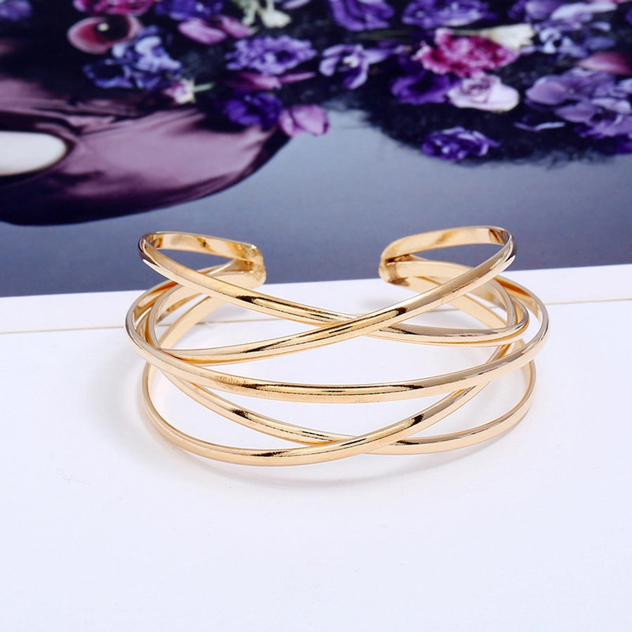 Retro Simple Style Solid Color Iron Women's Bangle Bracelet-Bijou Crush