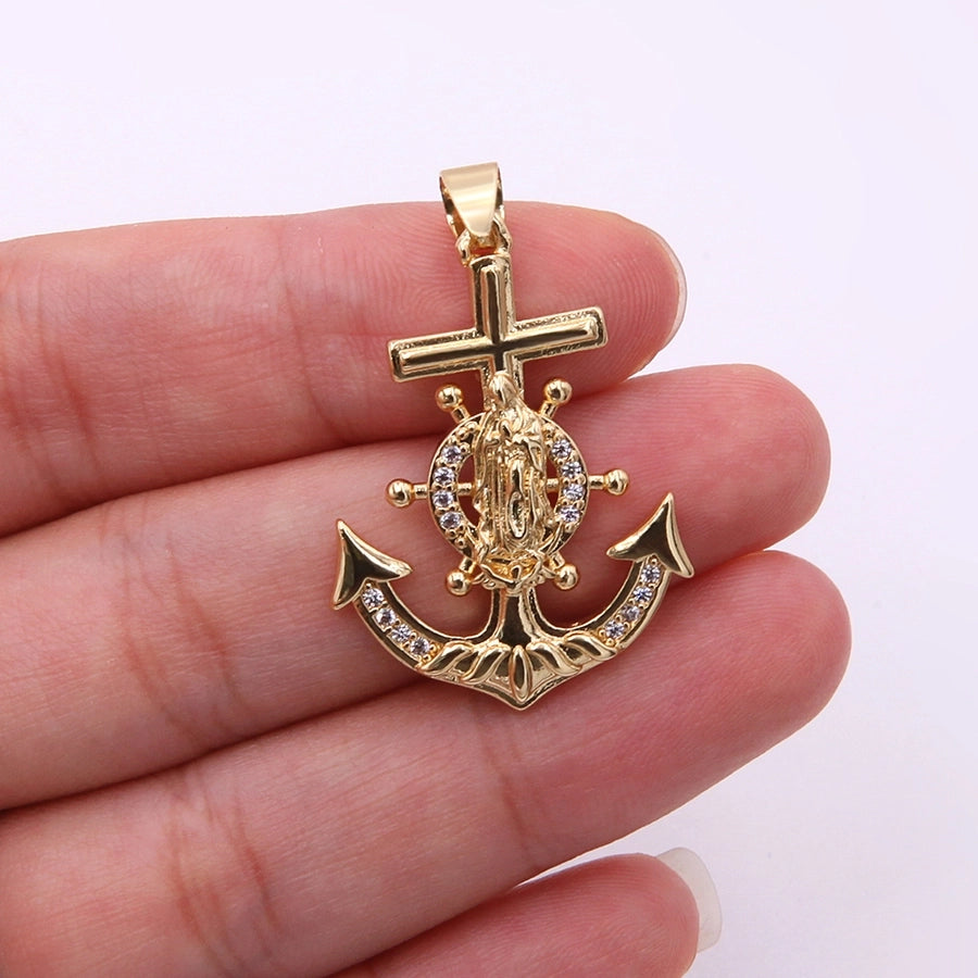 Simple Style Anchor Copper Polishing Plating Zircon-Bijou Crush
