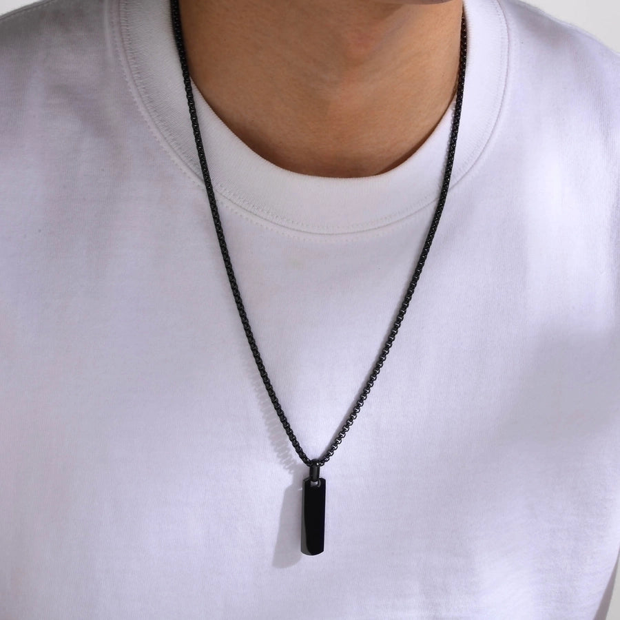 304 Stainless Steel Simple Style Polishing Square Men's Necklace-Bijou Crush