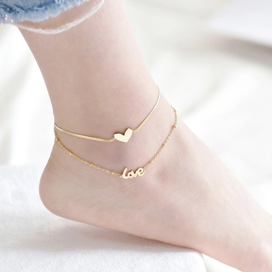 Trendy Letter Anklet in Titanium Steel Finish-Bijou Crush