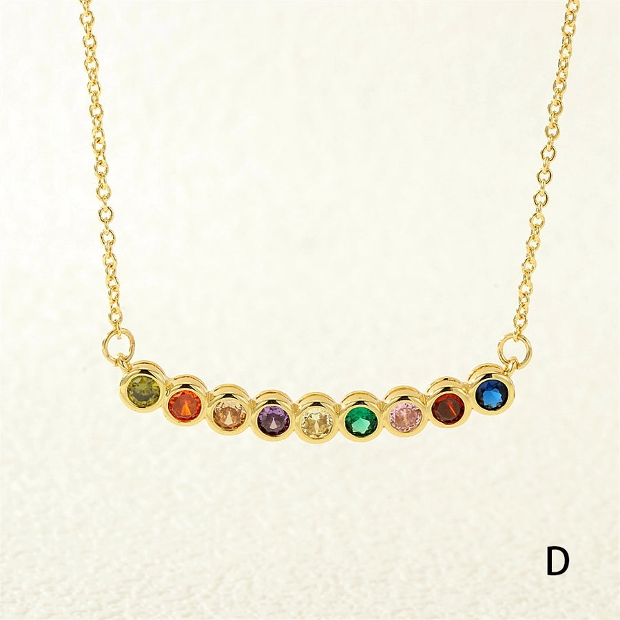 Round Zircon Pendant Necklace – 18K Gold-Plated Copper Elegance-Bijou Crush