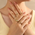 Geometric Copper Zircon Ring – 18K Gold Plated-Bijou Crush