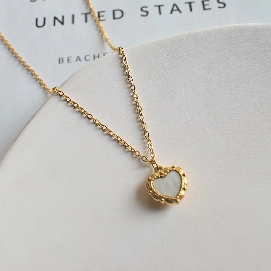 Fashion Letter Heart Shape Butterfly Titanium Steel Inlay Zircon Pendant Necklace-Bijou Crush