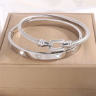 Stainless Steel Heart Bangle Set – Elegant 2-Piece Design-Bijou Crush