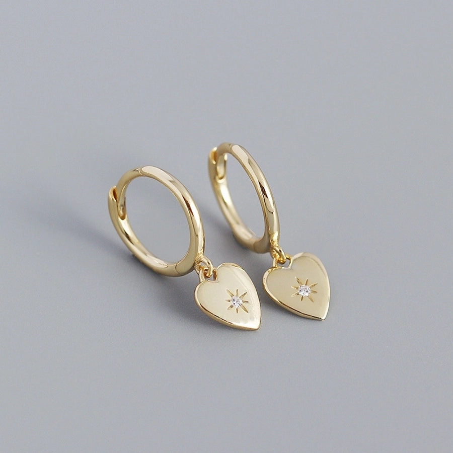 Sterling Silver Gem Heart Earrings-Bijou Crush