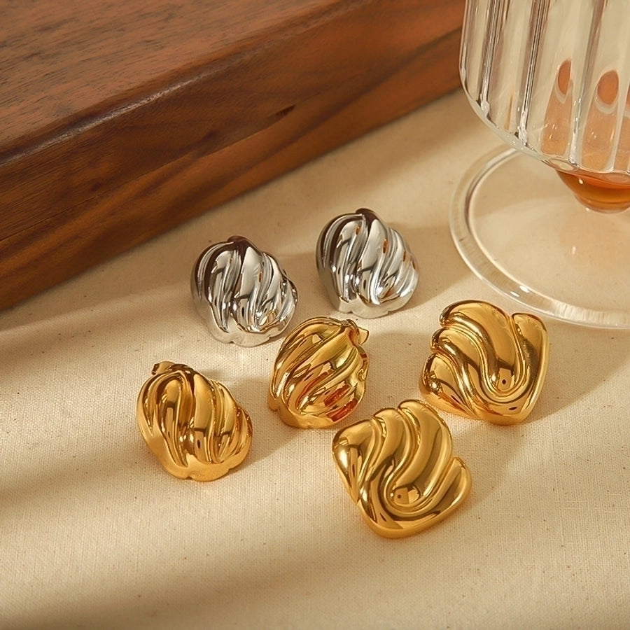 Geometric Polished Ear Studs – 18K Gold-Plated Stainless Steel-Bijou Crush