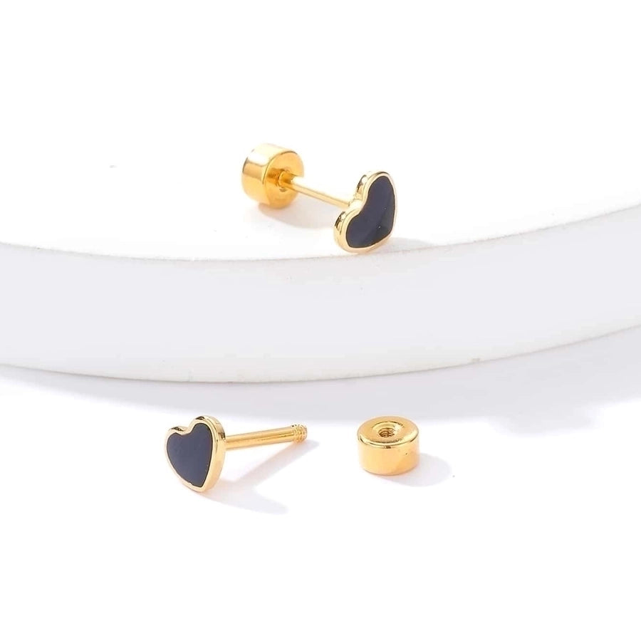 Heart Shape 201 Stainless Steel 18K Gold Plated Ear Studs Earrings-Bijou Crush