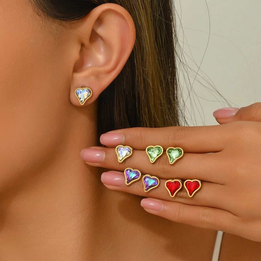 Golden Glow Heart Earrings-Bijou Crush