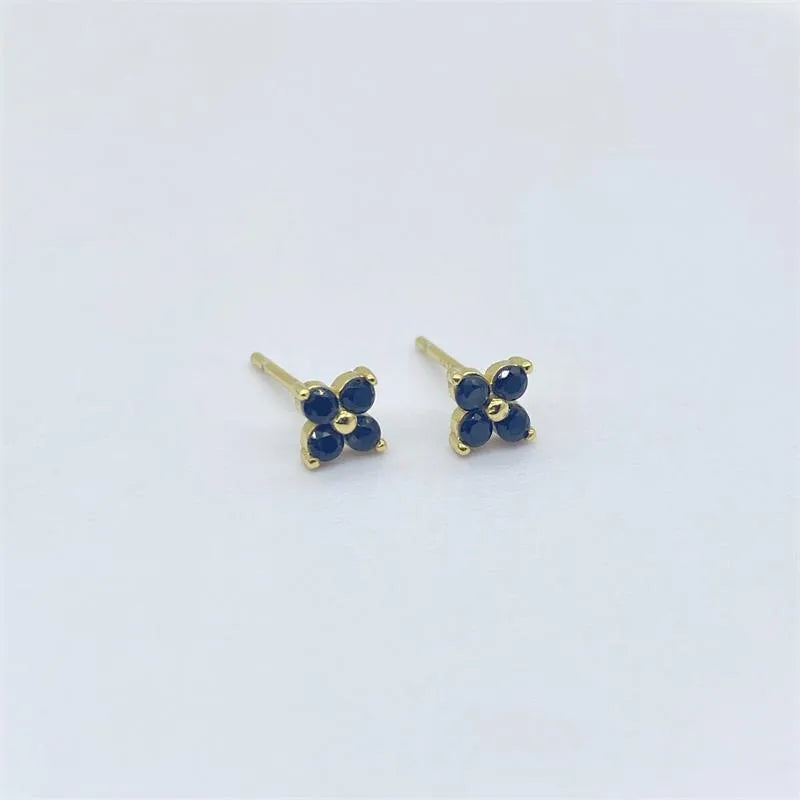 925 Sterling Silver Artificial Diamond Flower Stud Earrings-Bijou Crush