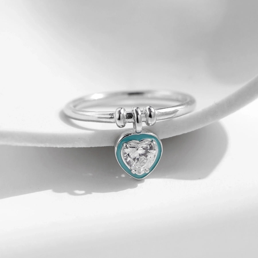 925 Sterling Silver Heart Charm Ring-Bijou Crush