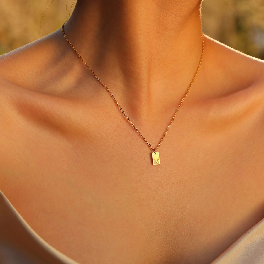 304 Stainless Steel 18K Gold Plated IG Style Letter Pendant Necklace-Bijou Crush
