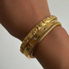 Simple Style Round Titanium Steel Plating Inlay Zircon 18K Gold Plated Bangle-Bijou Crush