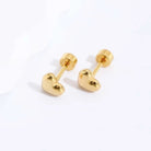 Heart Shape 201 Stainless Steel 18K Gold Plated Ear Studs Earrings-Bijou Crush